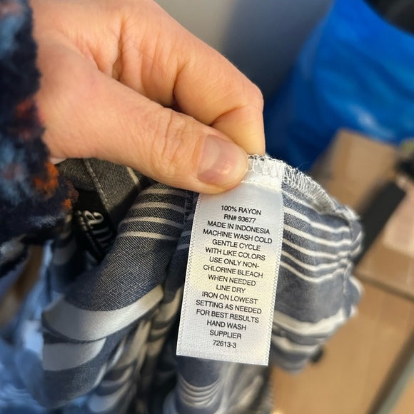 A.N.A Blue Striped Drape Blouse - Picture 3 of 5